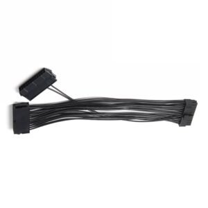PARUHT® Dual PSU Power Supply Cable 24 Pin Extension Cable, for ATX Motherboard, 1x24P(20+4) Male Port and 2×24 Pin Female Ports