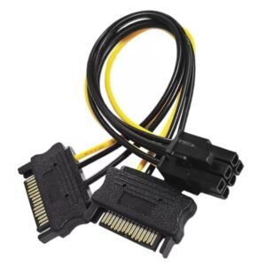 Paruht Dual Sata 15 Pin Male to 6 pin PCI Express Power Supply PCI-E Graphics Video Card Power Cable 19cm