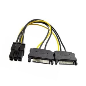 Paruht Dual Sata 15 Pin Male to 6 pin PCI Express Power Supply PCI-E Graphics Video Card Power Cable 19cm