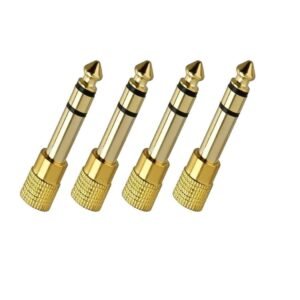 Paruht 4Pcs 6.35mm male Stereo Plug to 3.5mm female Stereo Auxiliary Jack Adapter Gold Plated