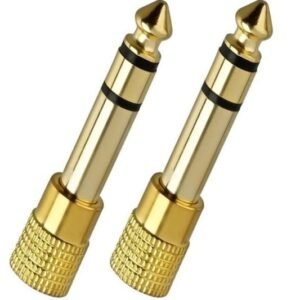Paruht 2Pcs 6.35mm male Stereo Plug to 3.5mm female Stereo Auxiliary Jack Adapter Gold Plated