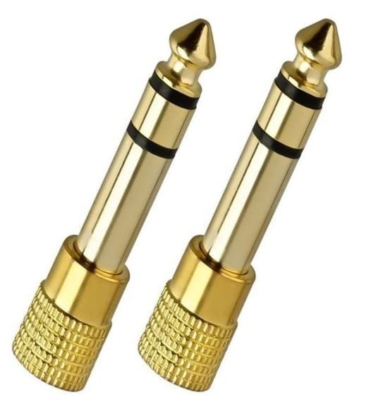 Paruht 2Pcs 6.35mm male Stereo Plug to 3.5mm female Stereo Auxiliary Jack Adapter Gold Plated