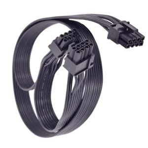 PARUHT 8 Pin Male to Dual PCIe 2X 8 Pin (6+2) Male Power Cable 60CM+20CM for Corsair Modular Power Supply