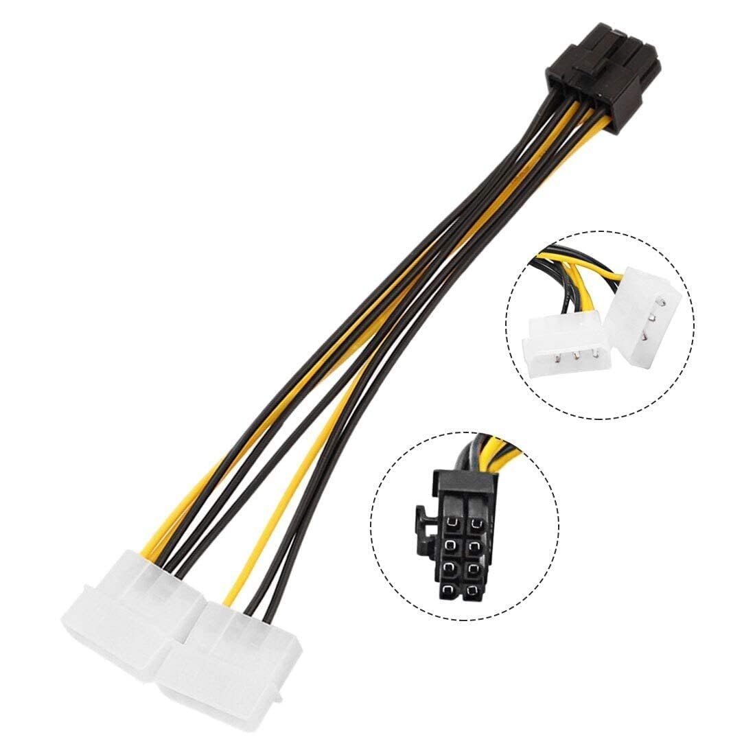 Paruht 8 Pin PCI Express to Dual 4 Pin LP4 Molex Y Power Cable - Image 6