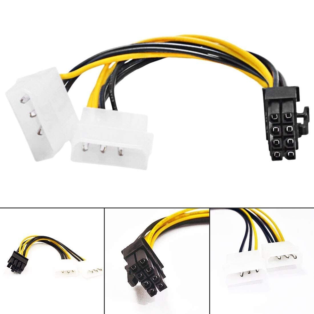 Paruht 8 Pin PCI Express to Dual 4 Pin LP4 Molex Y Power Cable - Image 11