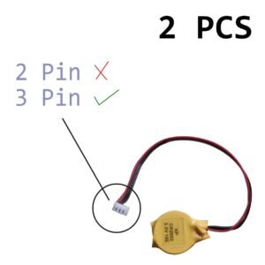 Paruht (2pcs) Notebook BIOS CMOS Laptop Motherboard PC PLC 3V CR2032 Lithium Mother Board Battery 3 Wires 3 Pin Cable Connector