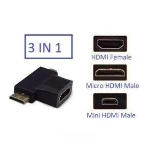 PARUHT 3 in 1 T Shape HDMI Female to Mini & Micro HDMI Male Converter Multi Adapter (NOT A Micro USB / NOT Work in Mobile)