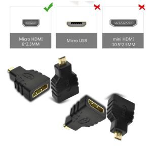 PARUHT Micro HDMI Adapter (Not for Mobile Micro-USB), HDMI Female (Type-A) to Micro HDMI Male (Type-D) for Raspberry pi 4 Gold Plated Connector Converter Adapter