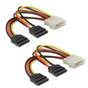 PARUHT 2Pcs 4 Pin Molex to Dual SATA Power Y Cable Adapter