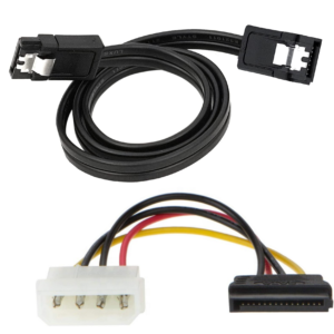 Paruht SATA III (Sata 3) Data Cable with Locking Latch + 4 Pin Molex to 15 Pin Power Cable Combo for Internal Hard Disk Drive, HDD, SSD & DVD Writer (Pack of 1 + 1)