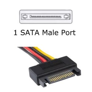 Paruht SATA 15 Pin Male to 2X SATA 15 Pin 90 Degree Female with Locking Latch for HDD, SSD, DVD, PCI Cards Power Splitter Cable