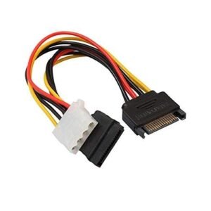 Paruht 15 Pin SATA Male to 4 Pin IDE Molex Female + SATA Female Power Cable SATA Power Extension Cord Wire Line for Motherboard HDD