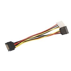 Paruht 15 Pin SATA Male to 4 Pin IDE Molex Female + SATA Female Power Cable SATA Power Extension Cord Wire Line for Motherboard HDD