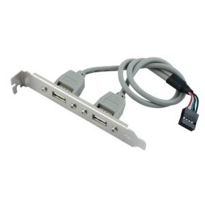 Paruht® Motherboard Cable – 2 Ports USB 2.0 Header Port Slot Plate Adapter Panel Cable Female Screw to Motherboard 9 Pin Header Back PCI Rear Panel Bracket for Desktop Computer PC