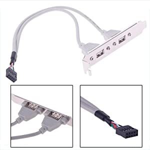 Paruht® Motherboard Cable – 2 Ports USB 2.0 Header Port Slot Plate Adapter Panel Cable Female Screw to Motherboard 9 Pin Header Back PCI Rear Panel Bracket for Desktop Computer PC