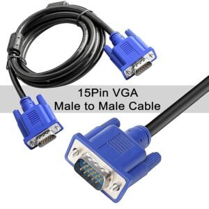PARUHT Premium Male to Male VGA Cable 1.5 Meter, Support PC/Monitor/LCD/LED, Plasma, Projector, TFT. VGA to VGA Converter Adapter Cable