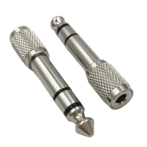 Paruht 2Pcs 6.35mm male Stereo Plug to 3.5mm female Stereo Auxiliary Jack Adapter Silver