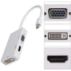PARUHT 3 In1 Mini Display Port Thunderbolt to HDMI/DVI/VGA Display Port (Cable) Adapter