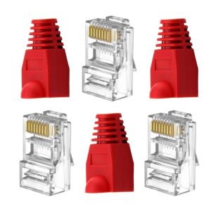 PARUHT 12 Sets of RJ45 Network Connectors and Boot Caps combo
