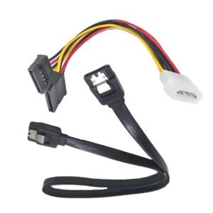 PARUHT Cable Combo, 4 Pin Molex to 2X Sata Power Y PLUS SATA III Data Cable with Locking Latch