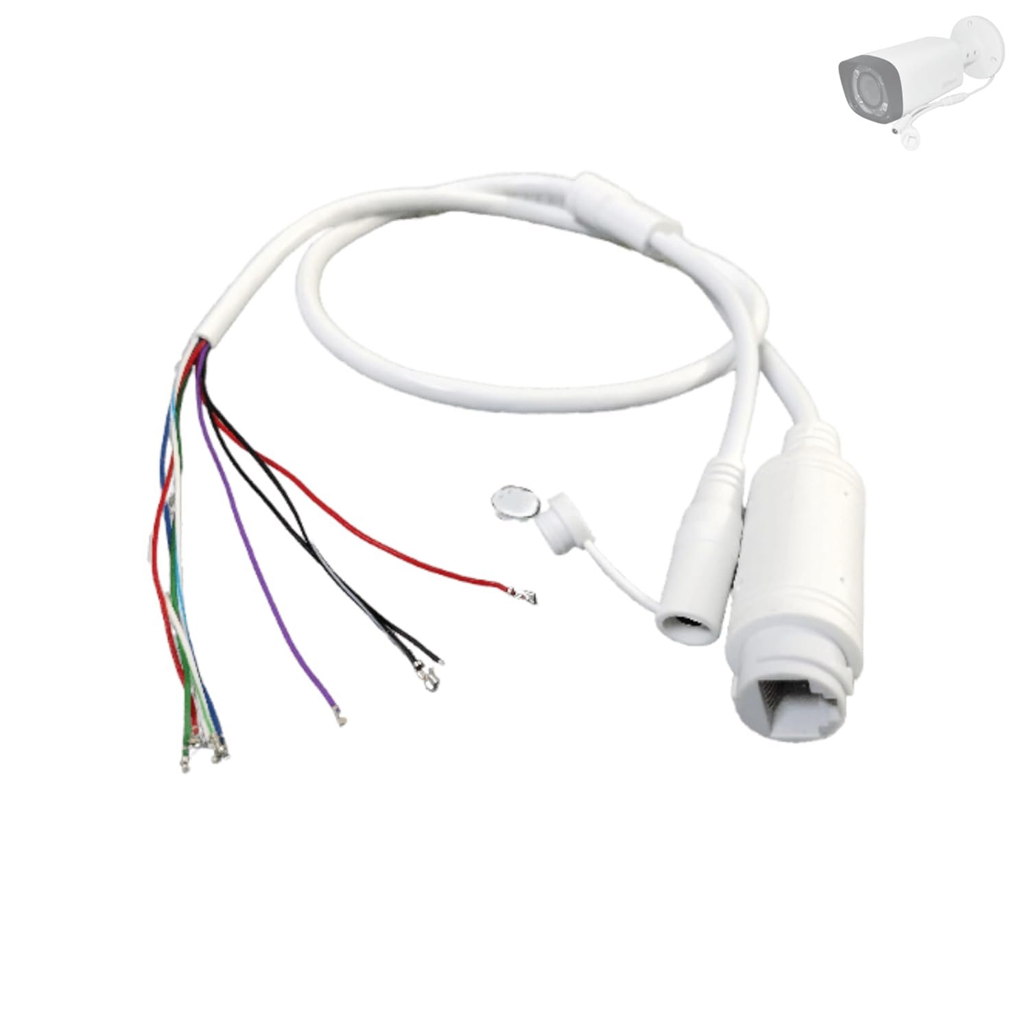 PARUHT IP Camera Cable Module Video Power Cable for POE RJ45 CCTV, White IPCW